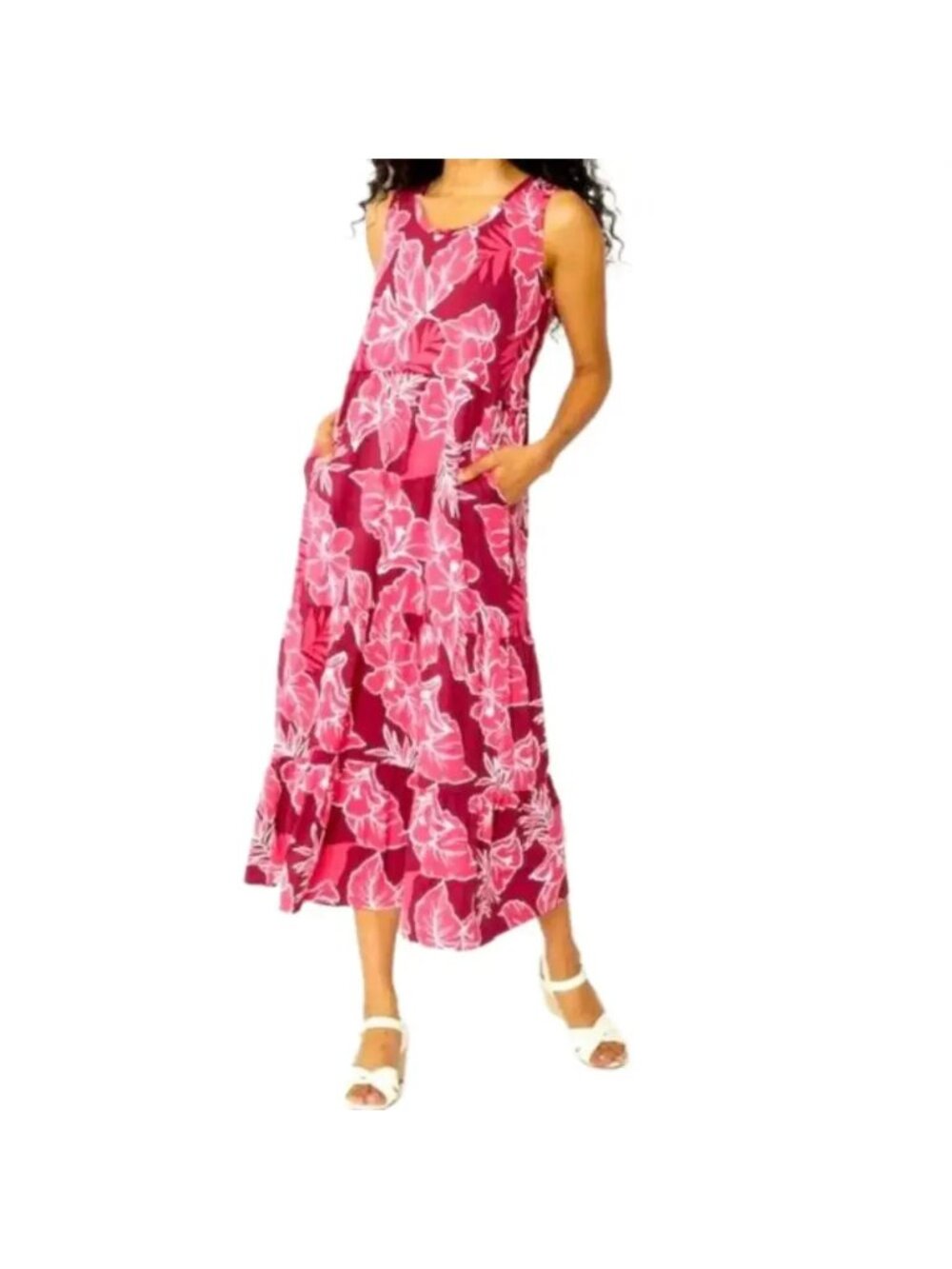 NEW Cuddl Duds Pink & Burgundy Floral Maxi Dress - Medium